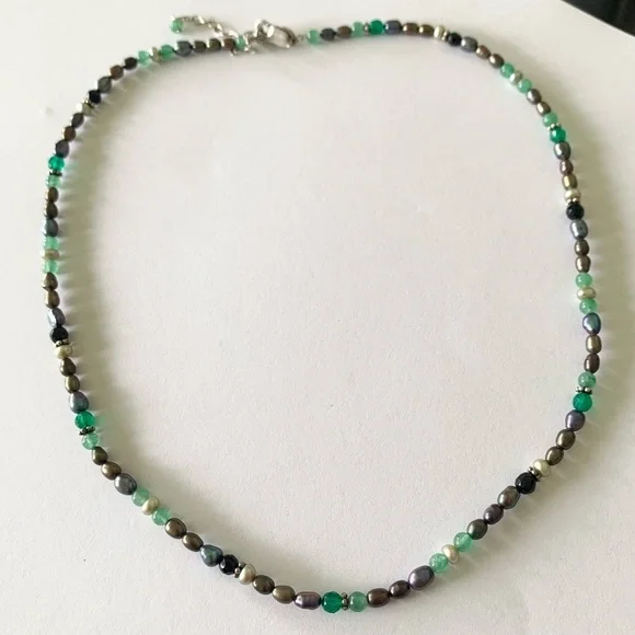 Sajen Natural Beaded Necklace Beads Pearls Pearl Gemstone Stone 925 Sterling - Picture 2 of 8